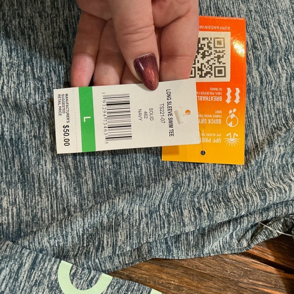 Surf & Swim Co. Long Sleeve UPF 50+ Swim Tee in Navy Heather – Size L (NWT) - Picture 5 of 7